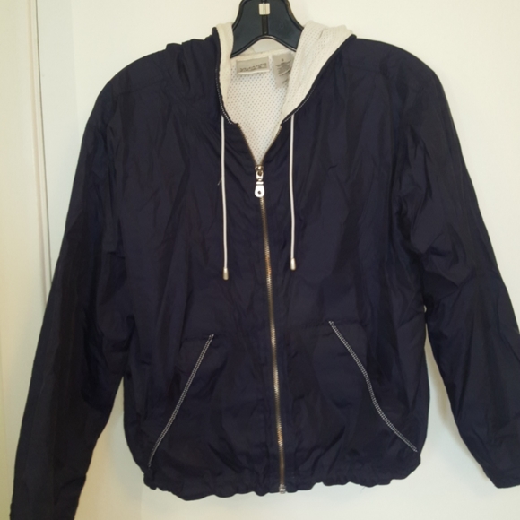 Liz Claiborne Villager sporty hooded navy jacket - Picture 1 of 3